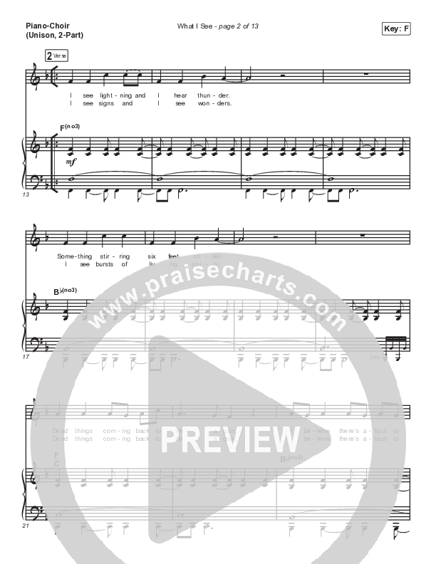What I See (Unison/2-Part) Piano/Choir (Unison, 2-part) (Elevation Worship / Chris Brown / Arr. Mason Brown)