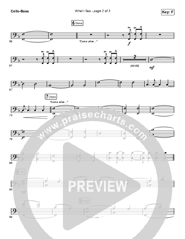 What I See (Unison/2-Part Choir) Cello/Bass (Elevation Worship / Chris Brown / Arr. Mason Brown)