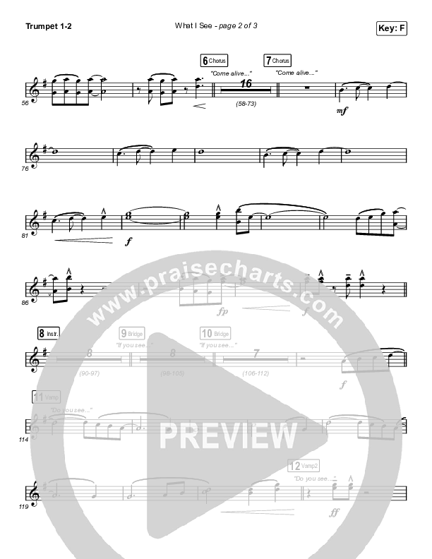 What I See (Unison/2-Part Choir) Trumpet 1,2 (Elevation Worship / Chris Brown / Arr. Mason Brown)