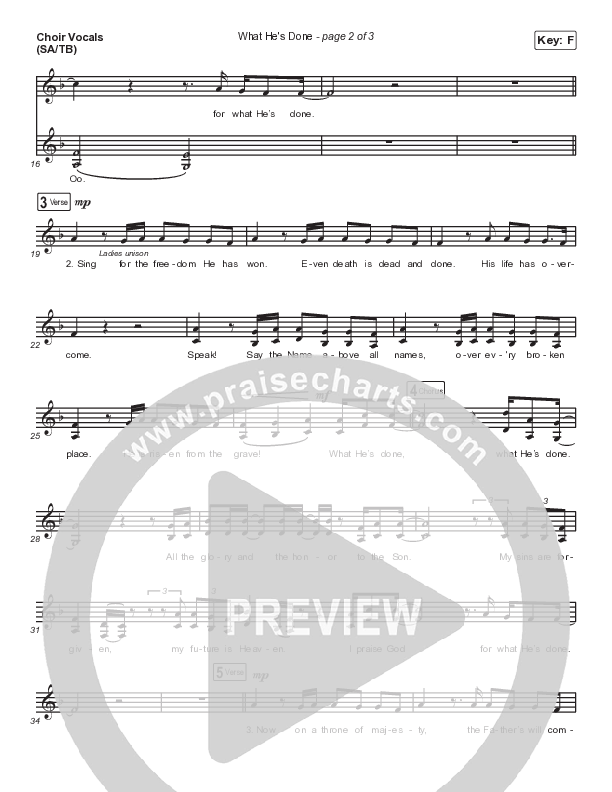 What He's Done (Choir Edition) (Unison/2-Part Choir) Choir Vocals (Uni/2-Part) (Passion / Arr. Erik Foster)