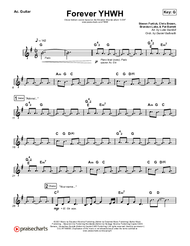 Forever YHWH (Choral Anthem SATB) Acoustic Guitar (Elevation Worship / Tiffany Hudson / Arr. Luke Gambill)