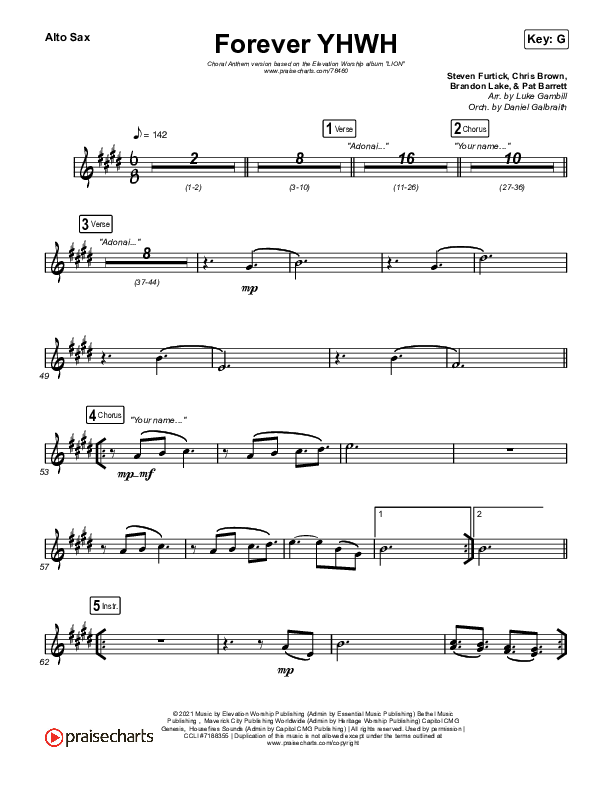 Forever YHWH (Choral Anthem SATB) Alto Sax (Elevation Worship / Tiffany Hudson / Arr. Luke Gambill)