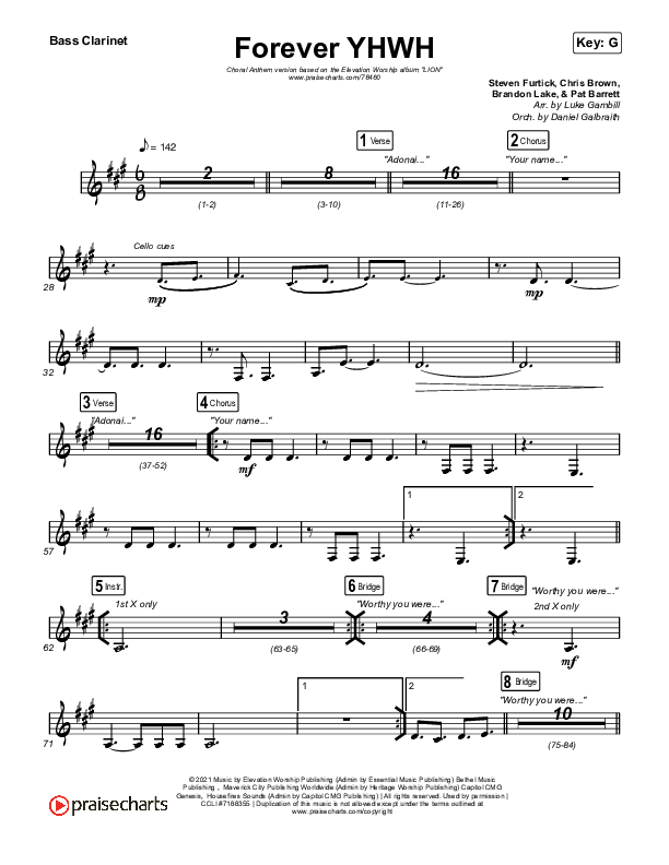 Forever YHWH (Choral Anthem SATB) Bass Clarinet (Elevation Worship / Tiffany Hudson / Arr. Luke Gambill)