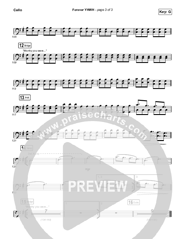 Forever YHWH (Choral Anthem SATB) Cello (Elevation Worship / Tiffany Hudson / Arr. Luke Gambill)