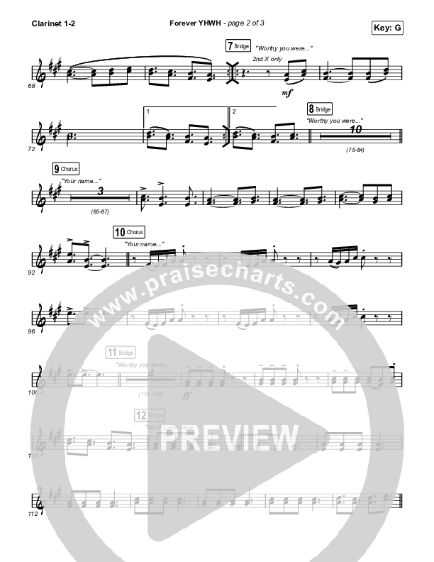 Forever YHWH (Choral Anthem SATB) Clarinet 1,2 (Elevation Worship / Tiffany Hudson / Arr. Luke Gambill)
