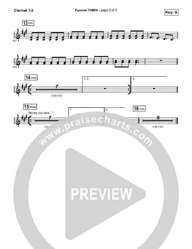 Forever YHWH (Choral Anthem SATB) Clarinet 1,2 (Elevation Worship / Tiffany Hudson / Arr. Luke Gambill)