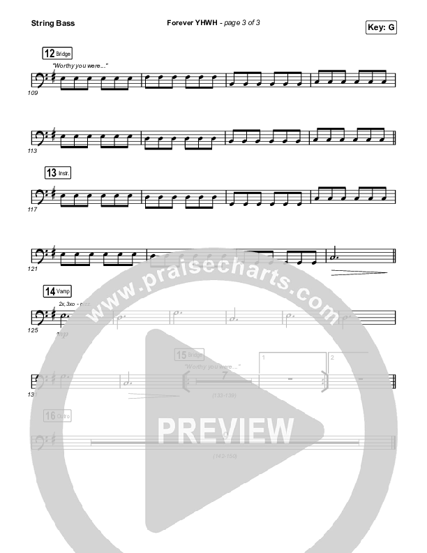 Forever YHWH (Choral Anthem SATB) String Bass (Elevation Worship / Tiffany Hudson / Arr. Luke Gambill)