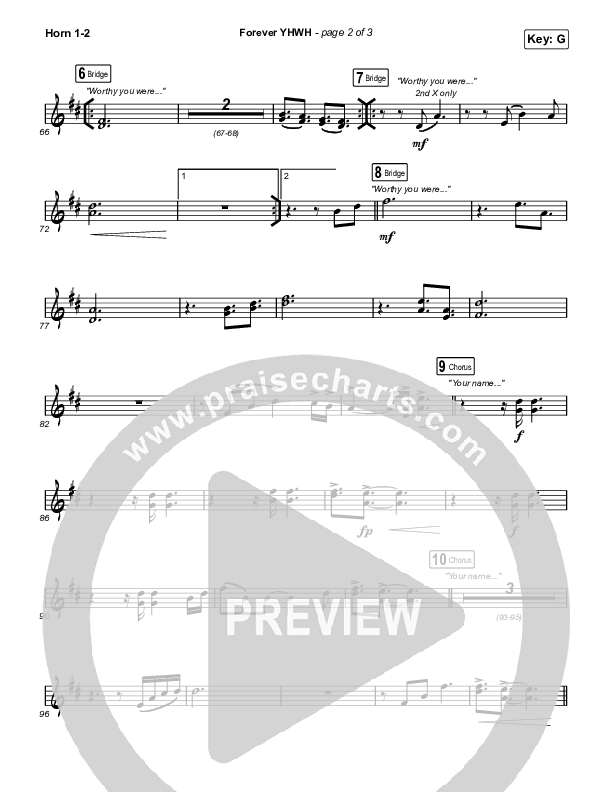 Forever YHWH (Choral Anthem SATB) French Horn 1,2 (Elevation Worship / Tiffany Hudson / Arr. Luke Gambill)