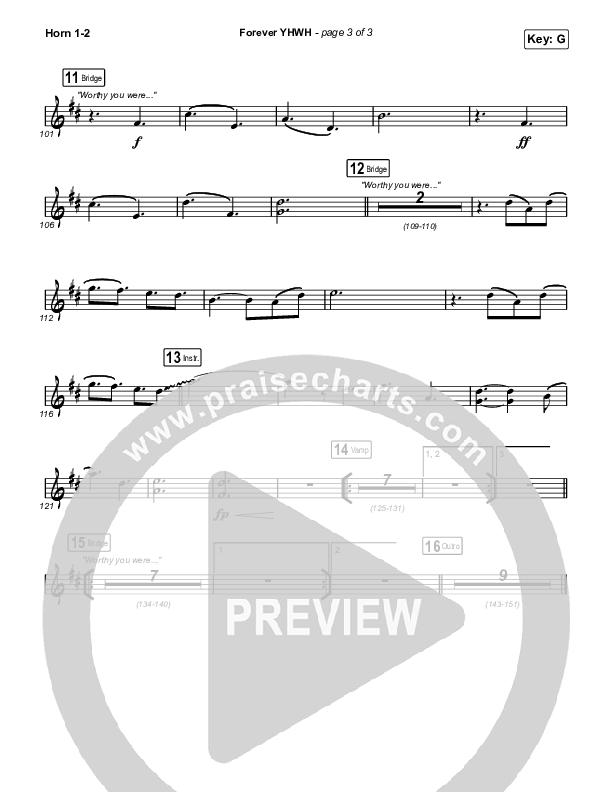 Forever YHWH (Choral Anthem SATB) French Horn 1,2 (Elevation Worship / Tiffany Hudson / Arr. Luke Gambill)