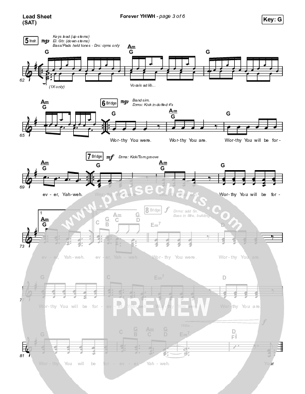Forever YHWH (Choral Anthem SATB) Lead Sheet (SAT) (Elevation Worship / Tiffany Hudson / Arr. Luke Gambill)