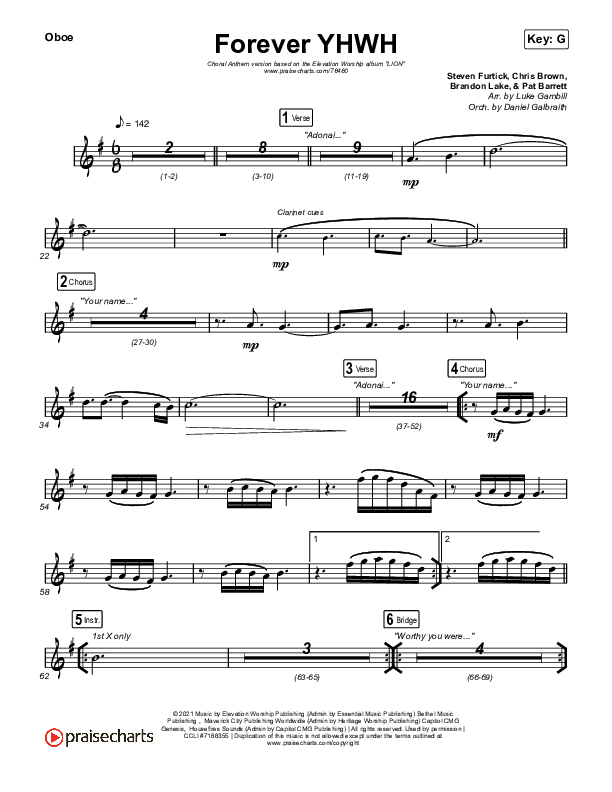 Forever YHWH (Choral Anthem SATB) Oboe (Elevation Worship / Tiffany Hudson / Arr. Luke Gambill)