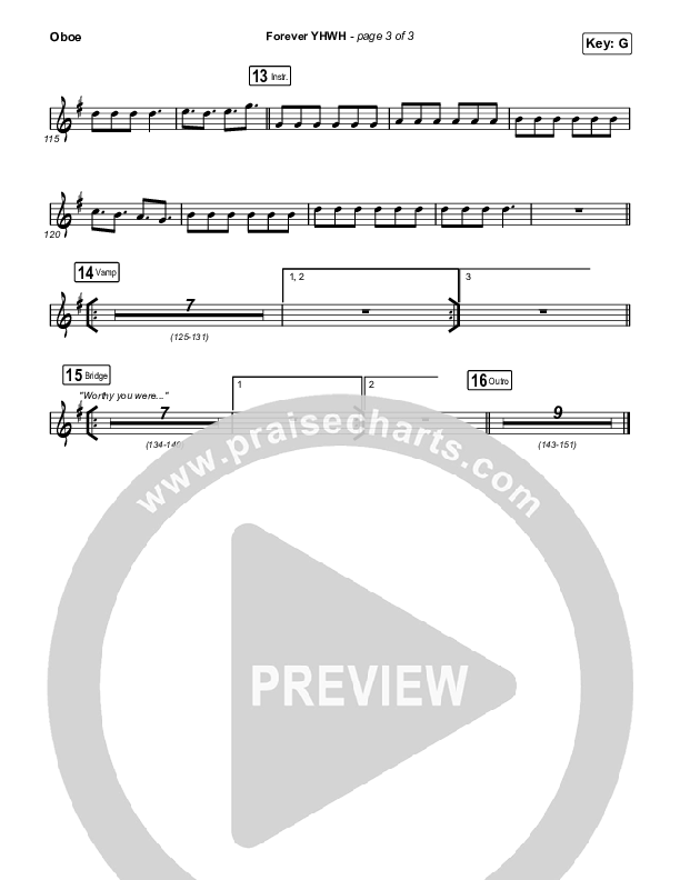 Forever YHWH (Choral Anthem SATB) Oboe (Elevation Worship / Tiffany Hudson / Arr. Luke Gambill)