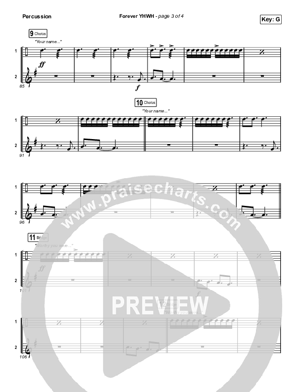 Forever YHWH (Choral Anthem SATB) Percussion (Elevation Worship / Tiffany Hudson / Arr. Luke Gambill)
