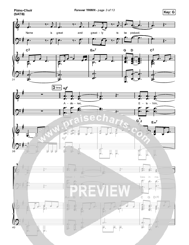 Forever YHWH (Choral Anthem SATB) Piano/Vocal (SATB) (Elevation Worship / Tiffany Hudson / Arr. Luke Gambill)