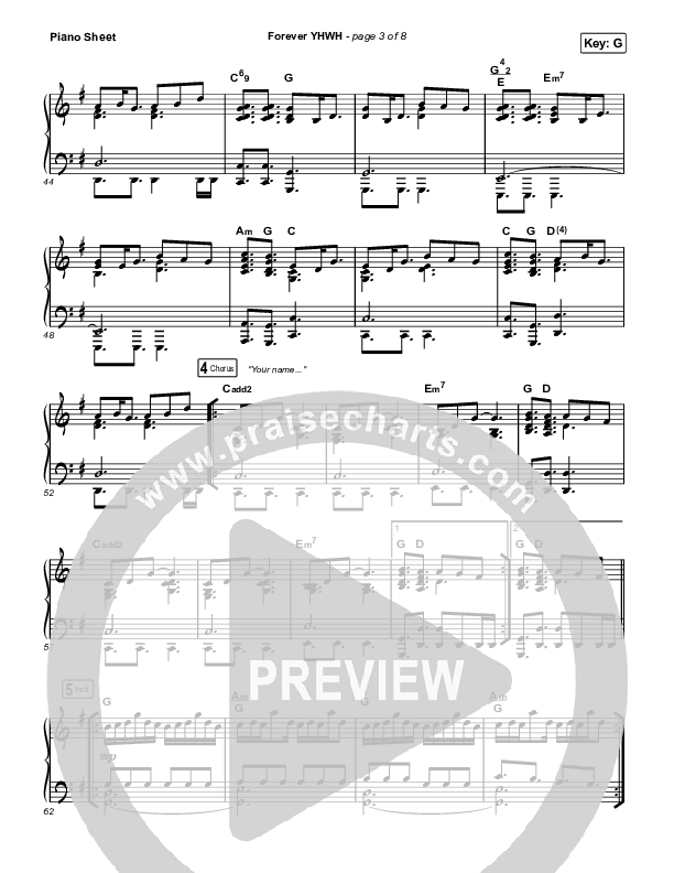 Forever YHWH (Choral Anthem SATB) Piano Sheet (Elevation Worship / Tiffany Hudson / Arr. Luke Gambill)