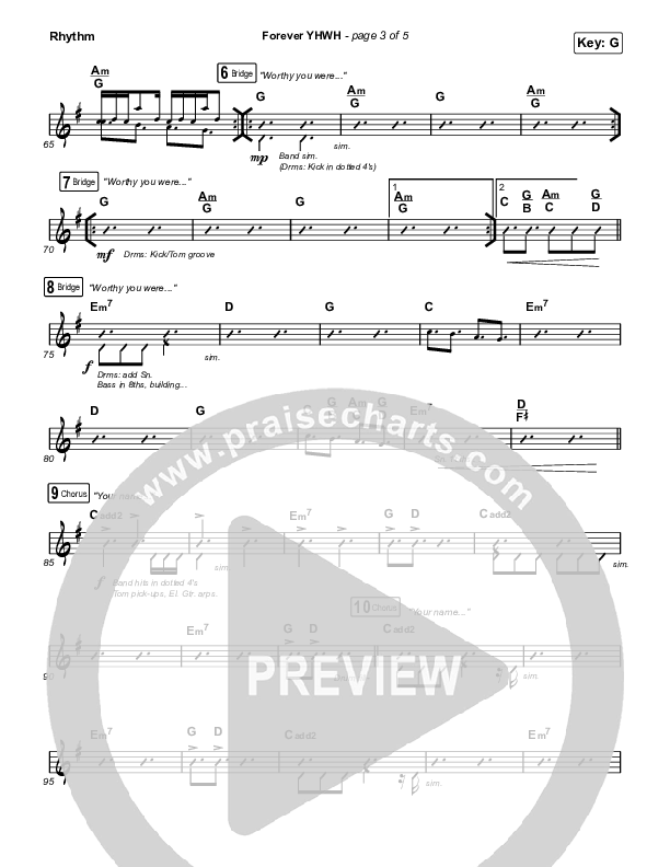 Forever YHWH (Choral Anthem SATB) Rhythm Pack (Elevation Worship / Tiffany Hudson / Arr. Luke Gambill)