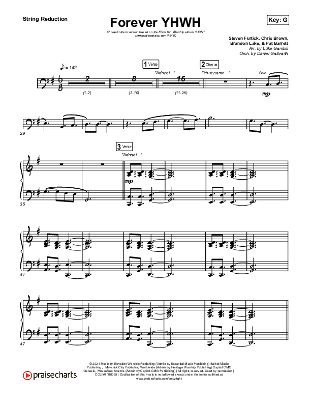 Forever YHWH (Choral Anthem SATB) String Reduction (Elevation Worship / Tiffany Hudson / Arr. Luke Gambill)