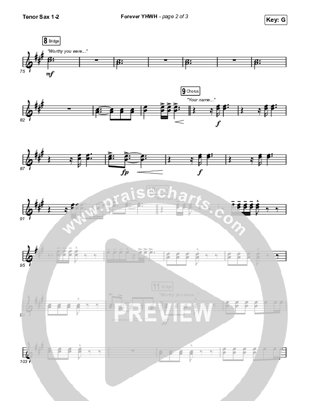 Forever YHWH (Choral Anthem SATB) Tenor Sax 1,2 (Elevation Worship / Tiffany Hudson / Arr. Luke Gambill)