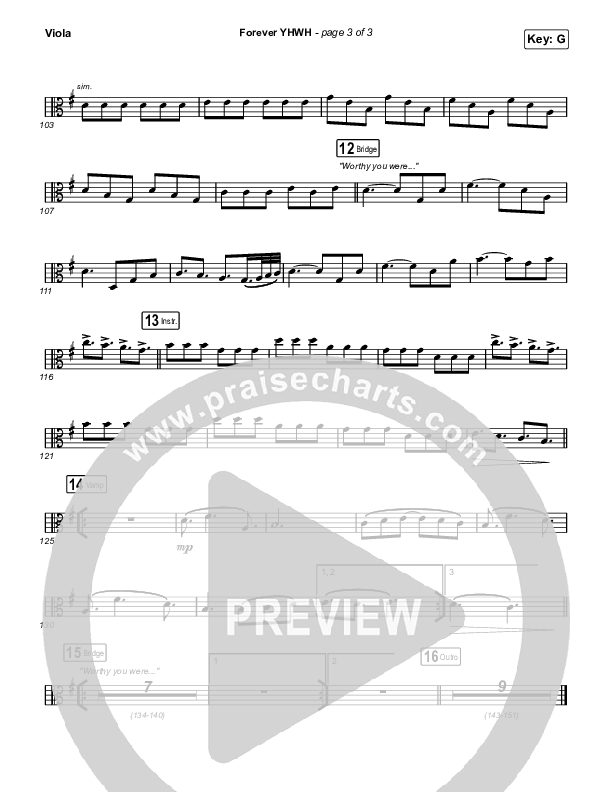 Forever YHWH (Choral Anthem SATB) Viola (Elevation Worship / Tiffany Hudson / Arr. Luke Gambill)