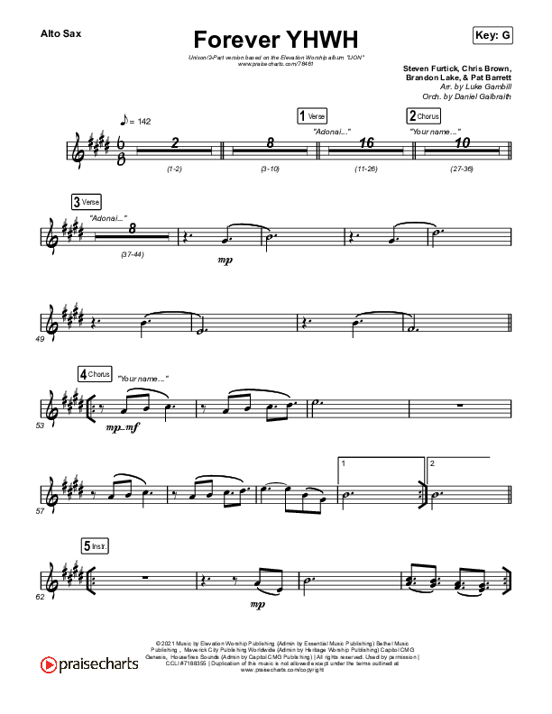 Forever YHWH (Unison/2-Part Choir) Sax Pack (Elevation Worship / Tiffany Hudson / Arr. Luke Gambill)