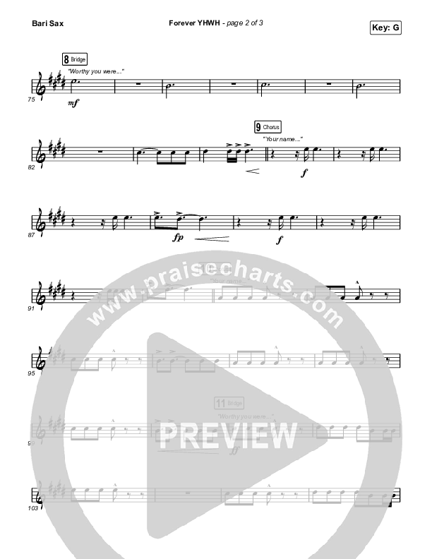 Forever YHWH (Unison/2-Part Choir) Bari Sax (Elevation Worship / Tiffany Hudson / Arr. Luke Gambill)