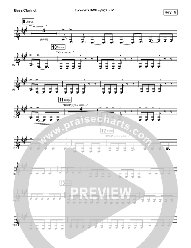 Forever YHWH (Unison/2-Part ST/AB) Bass Clarinet (Elevation Worship / Tiffany Hudson / Arr. Luke Gambill)