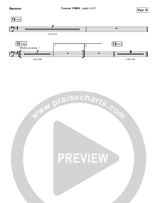 Forever YHWH (Unison/2-Part Choir) Bassoon (Elevation Worship / Tiffany Hudson / Arr. Luke Gambill)