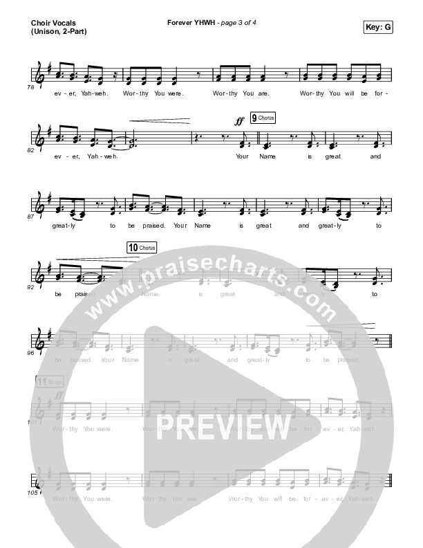 Forever YHWH (Unison/2-Part Choir) Choir Vocals (Uni/2-Part) (Elevation Worship / Tiffany Hudson / Arr. Luke Gambill)