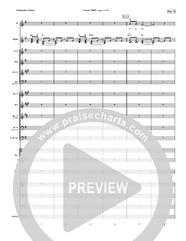 Forever YHWH (Unison/2-Part Choir) Conductor's Score (Elevation Worship / Tiffany Hudson / Arr. Luke Gambill)