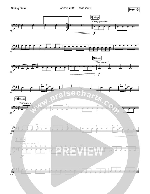 Forever YHWH (Unison/2-Part Choir) Double Bass (Elevation Worship / Tiffany Hudson / Arr. Luke Gambill)