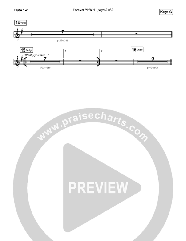Forever YHWH (Unison/2-Part Choir) Flute 1/2 (Elevation Worship / Tiffany Hudson / Arr. Luke Gambill)