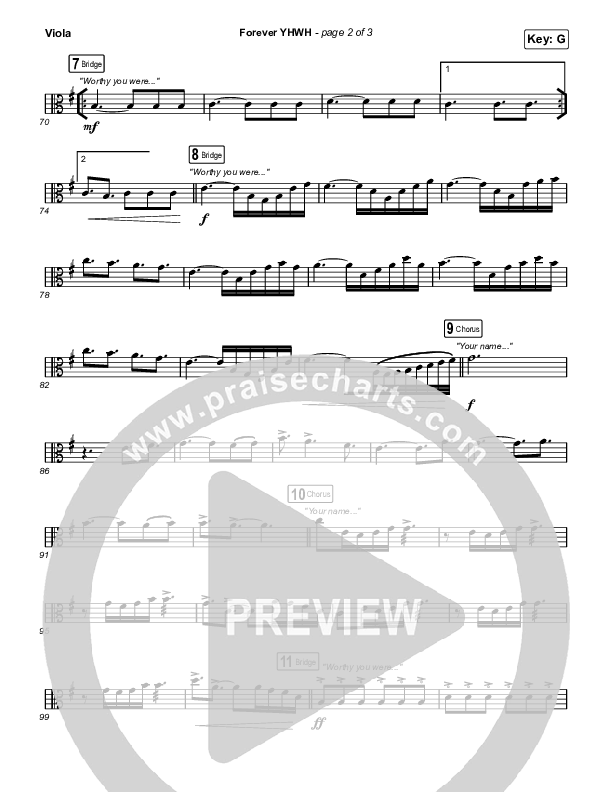 Forever YHWH (Unison/2-Part Choir) Viola (Elevation Worship / Tiffany Hudson / Arr. Luke Gambill)