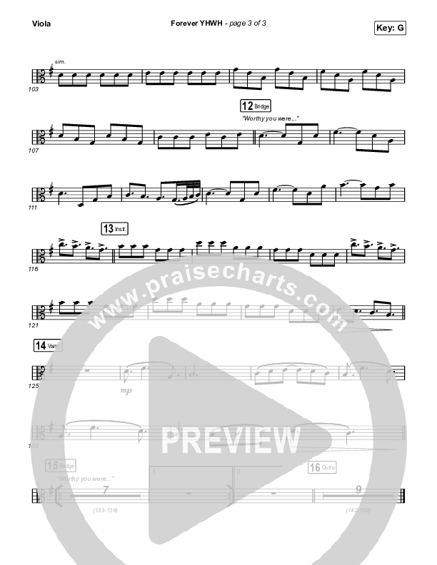 Forever YHWH (Unison/2-Part Choir) Viola (Elevation Worship / Tiffany Hudson / Arr. Luke Gambill)
