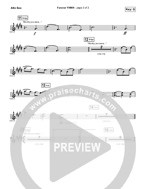 Forever YHWH (Worship Choir SAB) Alto Sax (Elevation Worship / Tiffany Hudson / Arr. Luke Gambill)