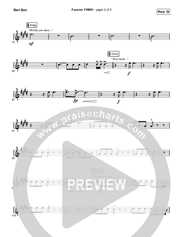 Forever YHWH (Worship Choir SAB) Bari Sax (Elevation Worship / Tiffany Hudson / Arr. Luke Gambill)