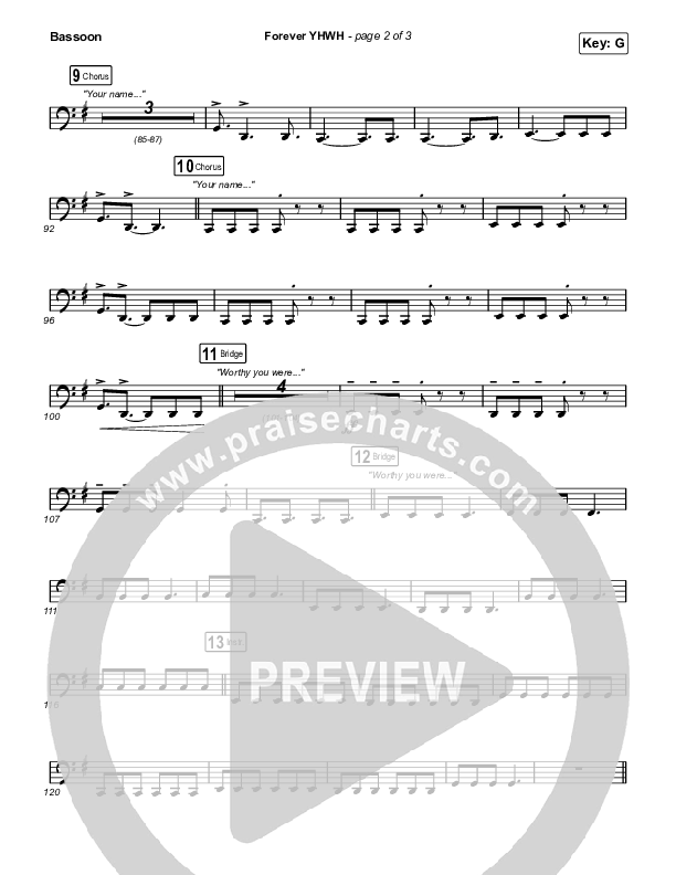 Forever YHWH (Worship Choir SAB) Bassoon (Elevation Worship / Tiffany Hudson / Arr. Luke Gambill)