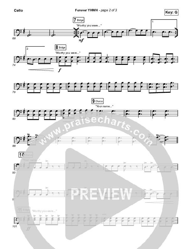 Forever YHWH (Worship Choir SAB) Cello (Elevation Worship / Tiffany Hudson / Arr. Luke Gambill)