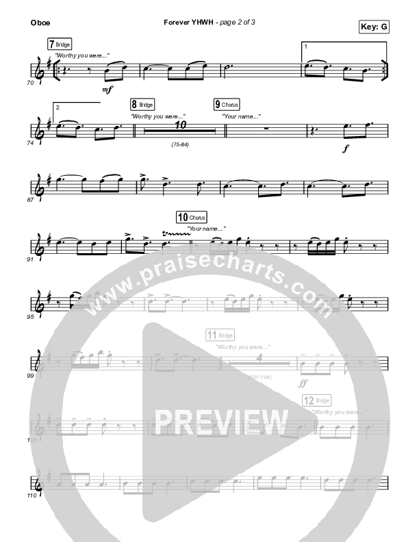 Forever YHWH (Worship Choir SAB) Oboe (Elevation Worship / Tiffany Hudson / Arr. Luke Gambill)