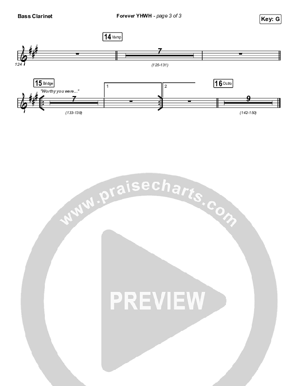 Forever YHWH (Sing It Now SATB) Bass Clarinet (Elevation Worship / Tiffany Hudson / Arr. Luke Gambill)