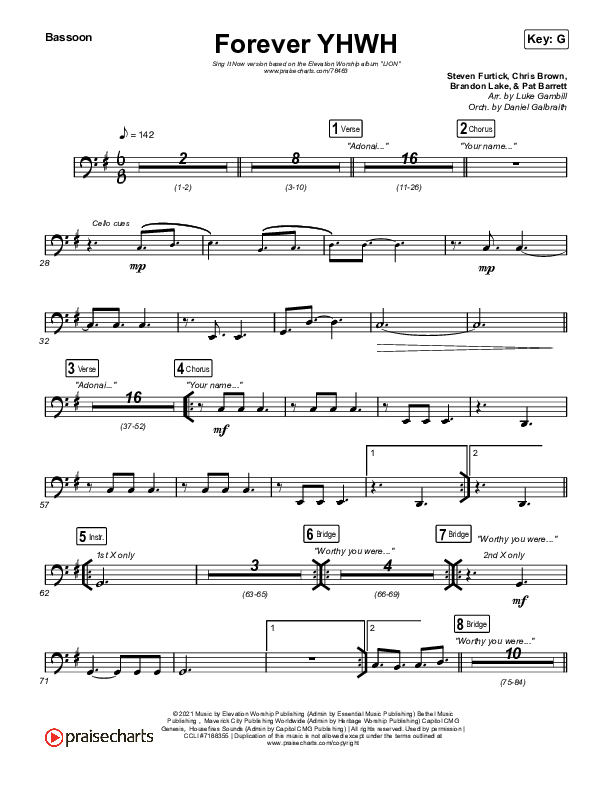 Forever YHWH (Sing It Now SATB) Bassoon (Elevation Worship / Tiffany Hudson / Arr. Luke Gambill)