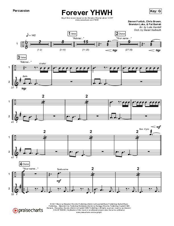 Forever YHWH (Sing It Now SATB) Percussion (Elevation Worship / Tiffany Hudson / Arr. Luke Gambill)