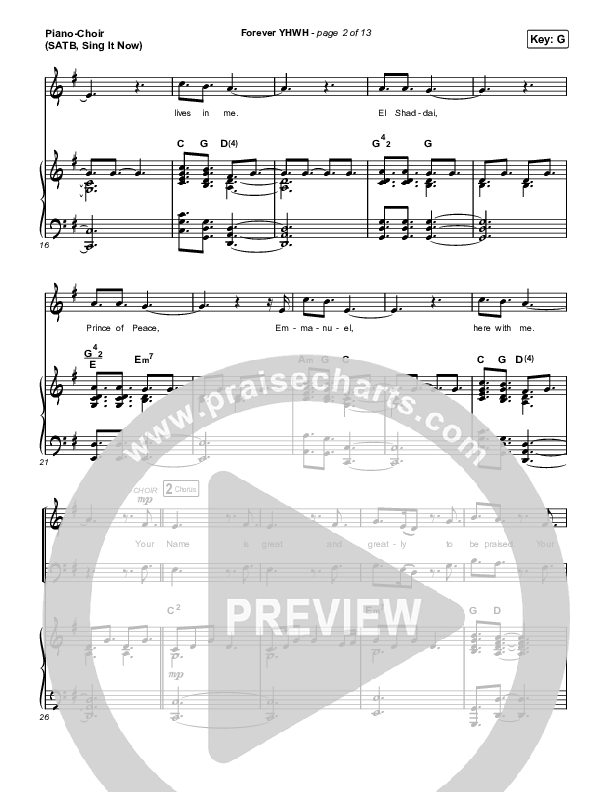 Forever YHWH (Sing It Now SATB) Piano/Choir (SATB) (Elevation Worship / Tiffany Hudson / Arr. Luke Gambill)