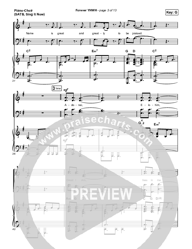 Forever YHWH (Sing It Now SATB) Piano/Choir (SATB) (Elevation Worship / Tiffany Hudson / Arr. Luke Gambill)