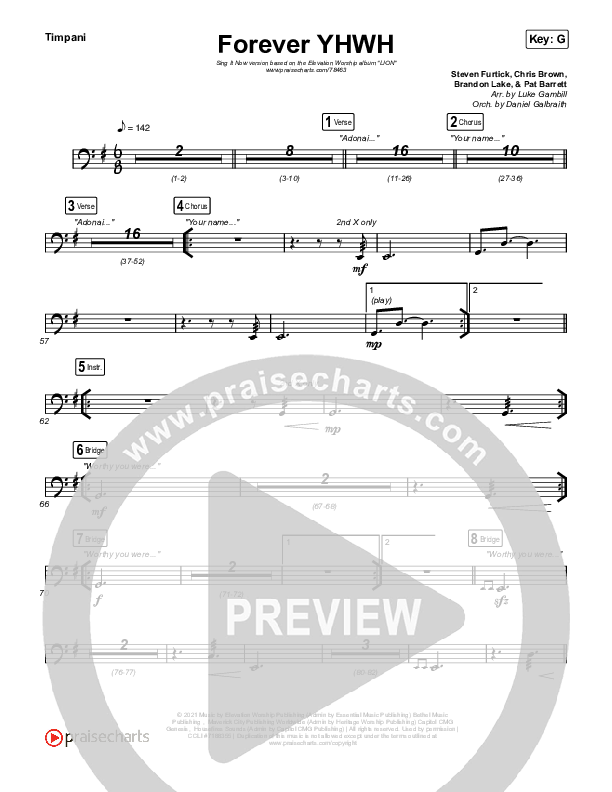 Forever YHWH (Sing It Now SATB) Timpani (Elevation Worship / Tiffany Hudson / Arr. Luke Gambill)