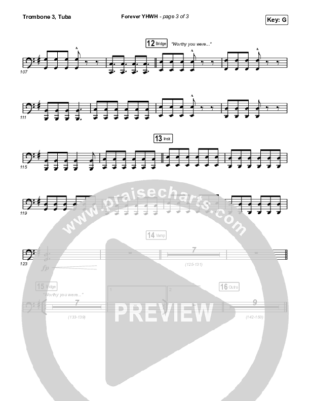 Forever YHWH (Sing It Now SATB) Trombone 3/Tuba (Elevation Worship / Tiffany Hudson / Arr. Luke Gambill)