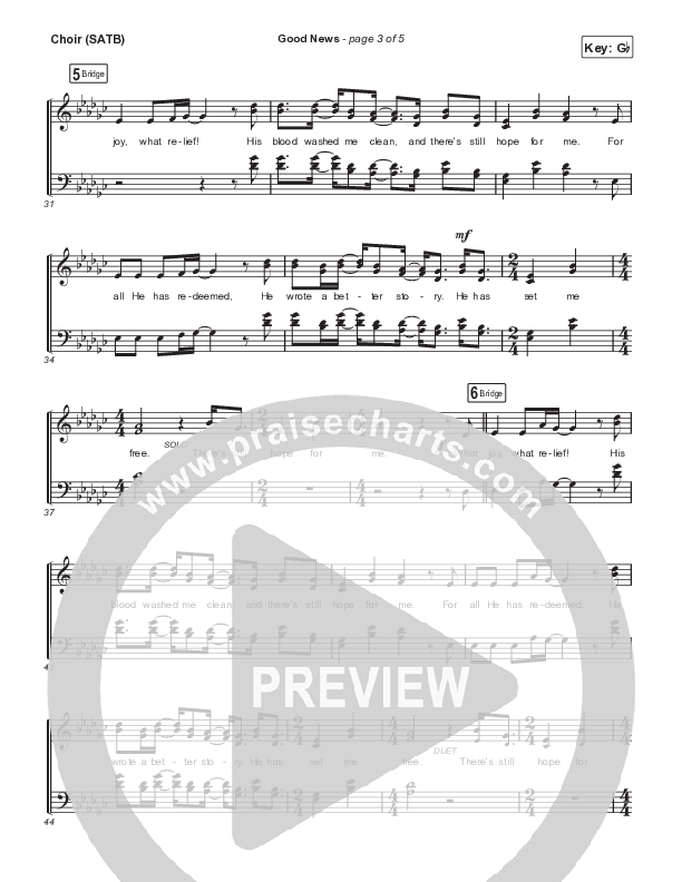 Good News (Live) Choir Sheet (SATB) (Bryan & Katie Torwalt)