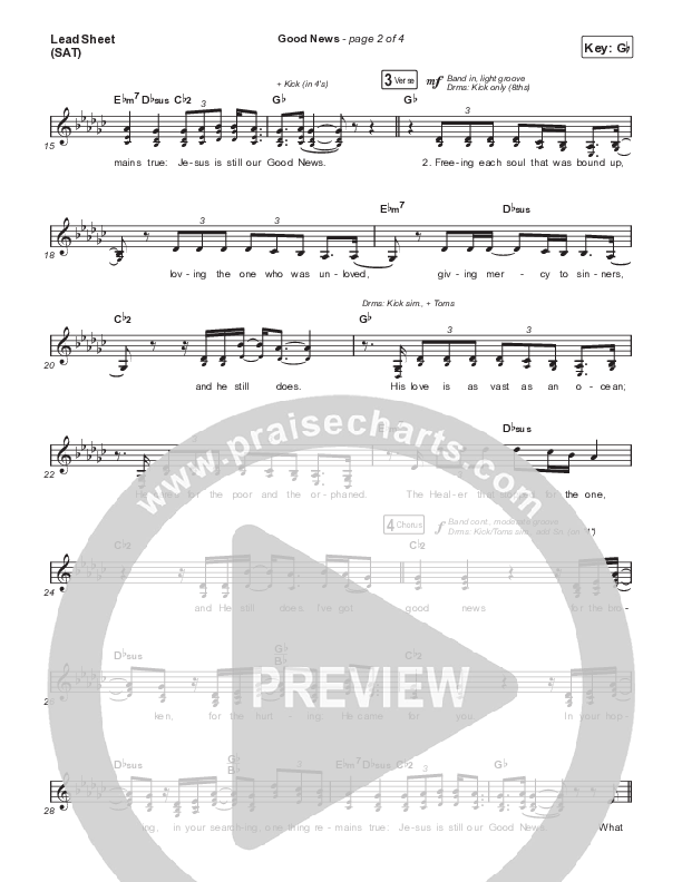 Good News (Live) Lead Sheet (SAT) (Bryan & Katie Torwalt)
