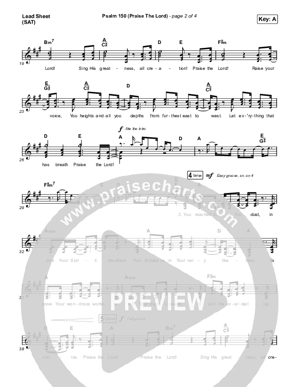 Psalm 150 (Praise The Lord) Lead Sheet (SAT) (Shane & Shane / The Worship Initiative)