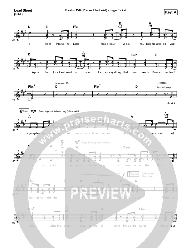 Psalm 150 (Praise The Lord) Lead Sheet (SAT) (Shane & Shane / The Worship Initiative)