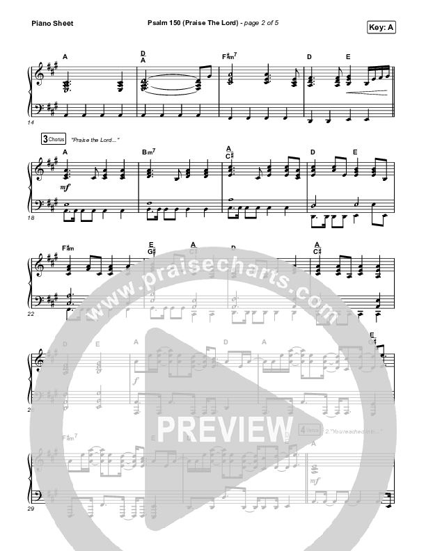 Psalm 150 (Praise The Lord) Piano Sheet (Shane & Shane / The Worship Initiative)